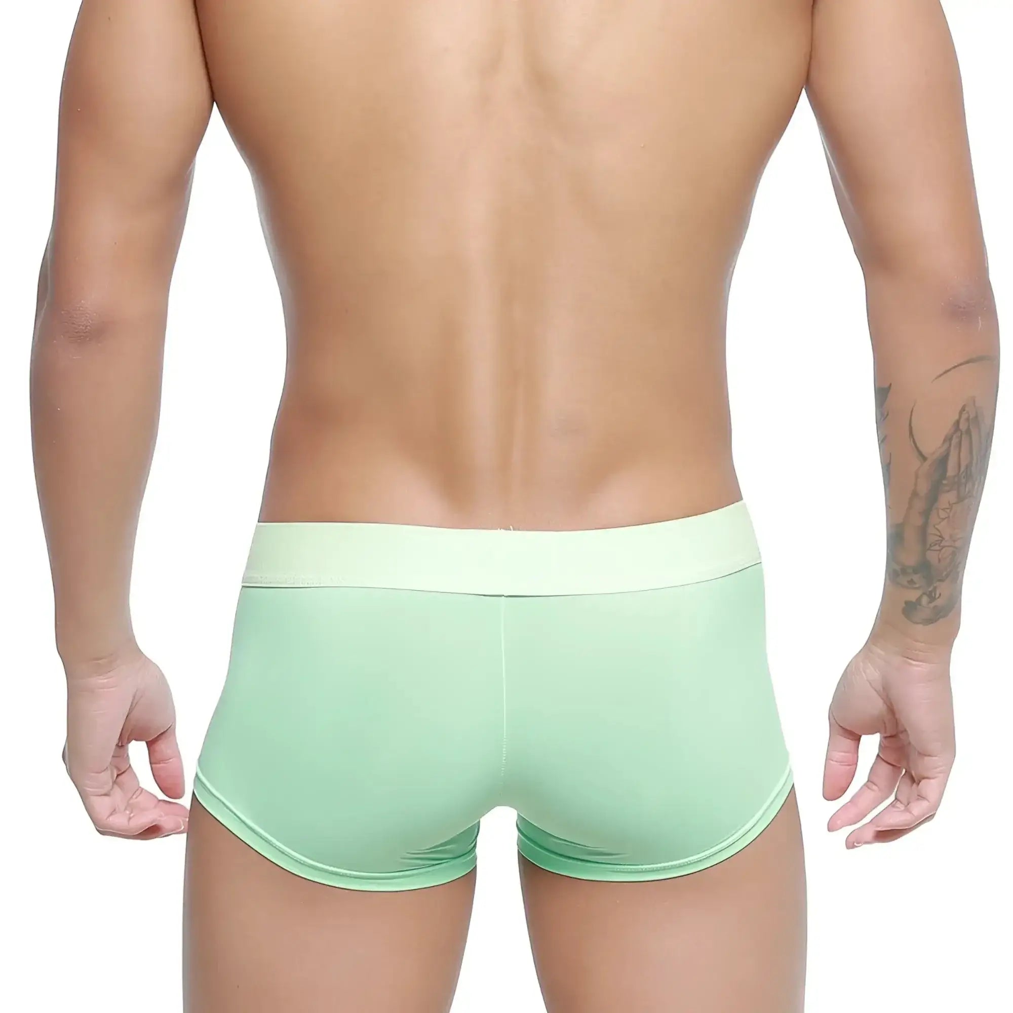 Mint green briefs with matching waistband from metromalewear pastel trunk green 2026-81 designed for comfort and style