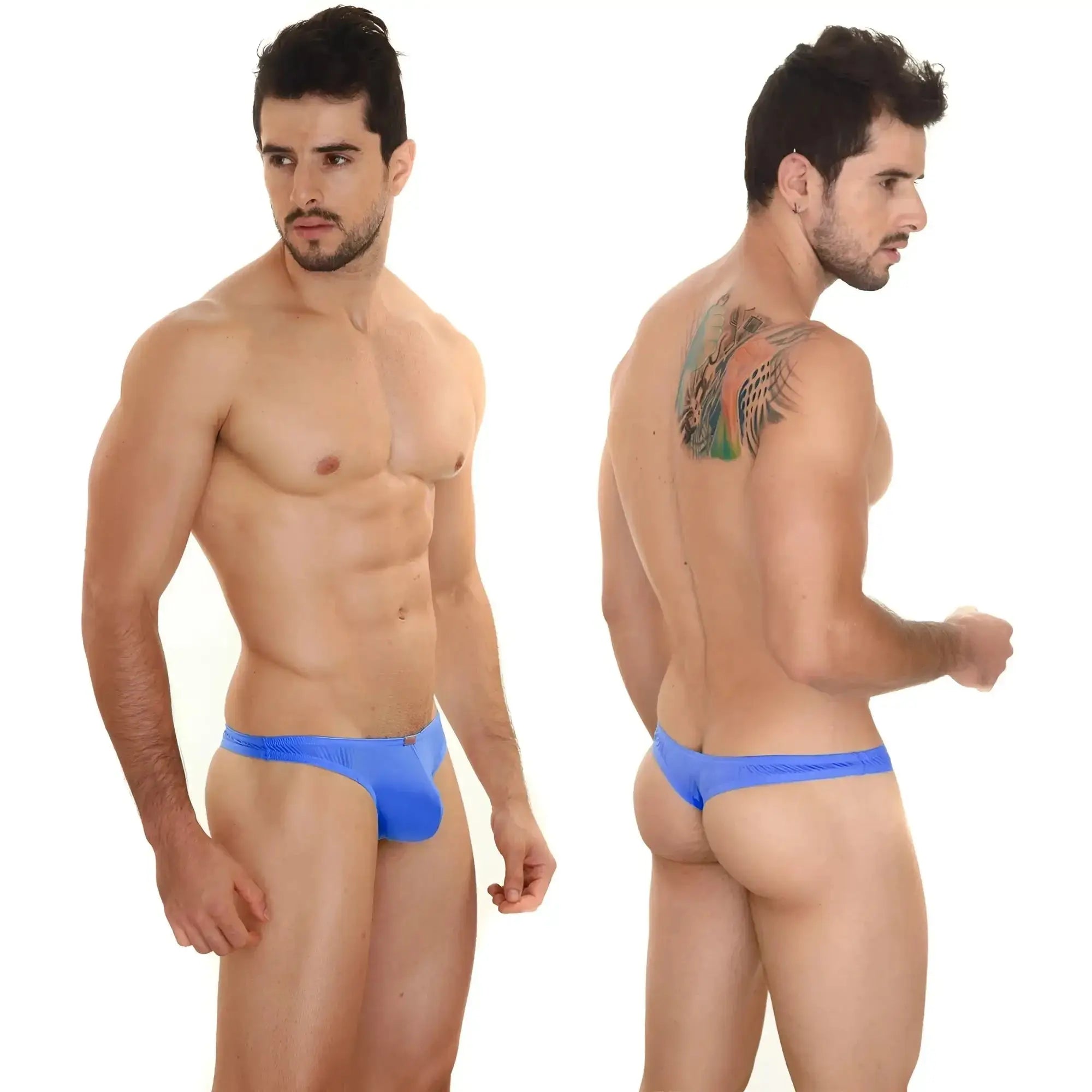 Bright blue royal MetroMaleWear Perfect Scene Askin thong with smooth stretchy fabric and low-rise cut swim trunks