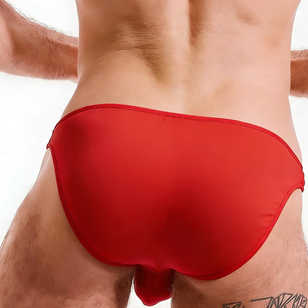 Metro malewear perfect scene cotton bikini swim trunks in red with smooth texture snug fit and clean stitching