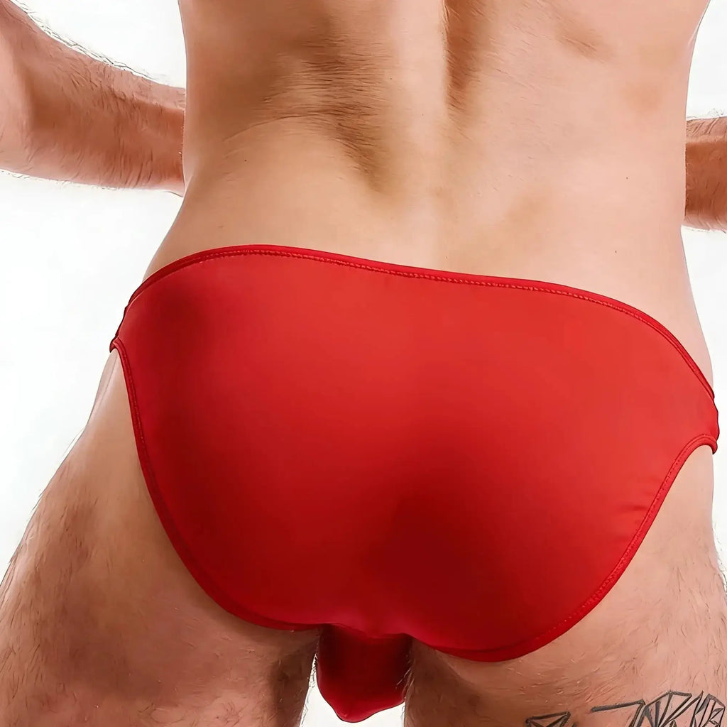 Metro malewear perfect scene cotton bikini swim trunks in red with smooth texture snug fit and clean stitching