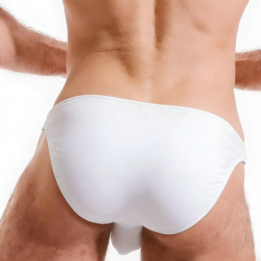 MetroMaleWear perfect scene white cotton bikini swim trunks with a smooth texture and sleek minimalist design