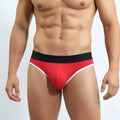 Red athletic briefs metroMaleWear Perfect Scene jock strap with black waistband and white trim for active wear