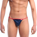 Navy blue satin thong with red elastic waistband and small logo front metro male wear perfect scene string 2014 28