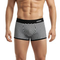 Black and white striped men’s boxer briefs with black waistband branded anhui from metro male wear pierrot boxer jock