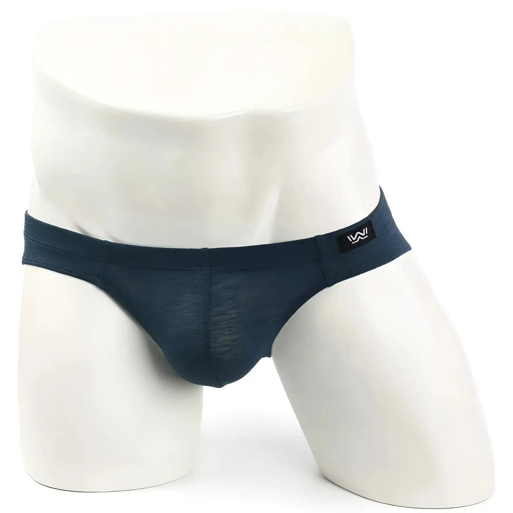 Dark blue sleek form-fitting men’s briefs with subtle textured fabric metroMalewear pinerolo bikini 5103-86