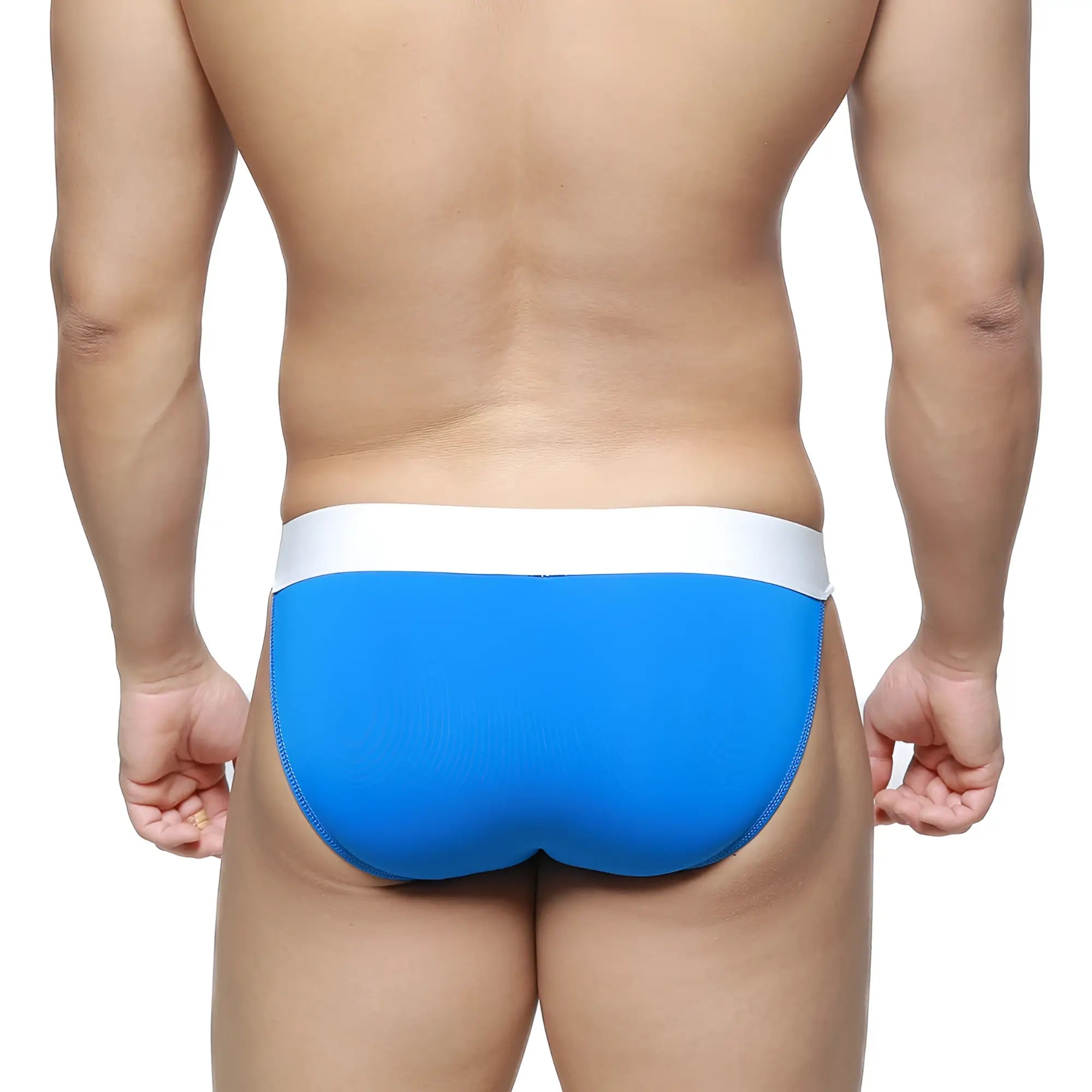 Bright blue MetroMaleWear M2W pocket bikini briefs with white waistband in soft breathable fabric for everyday wear