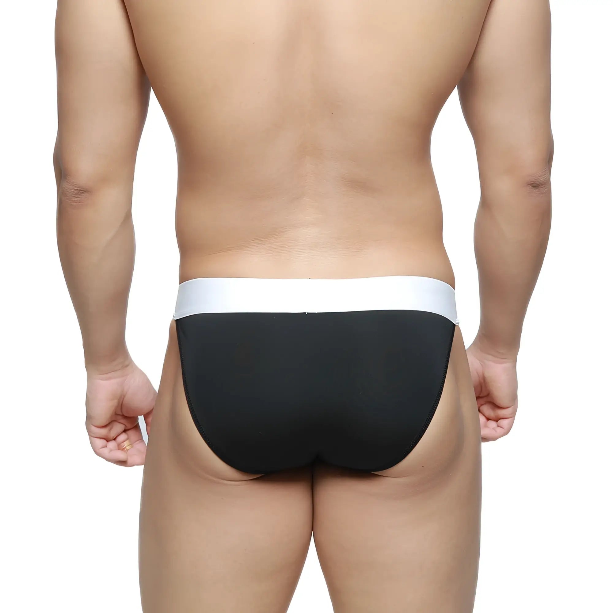 MetroMaleWear M2W pocket bikini briefs in black with white waistband designed for comfort and style