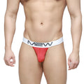 MetroMaleWear M2W pocket thong red with white waistband and black lettering in a comfortable stretch fabric