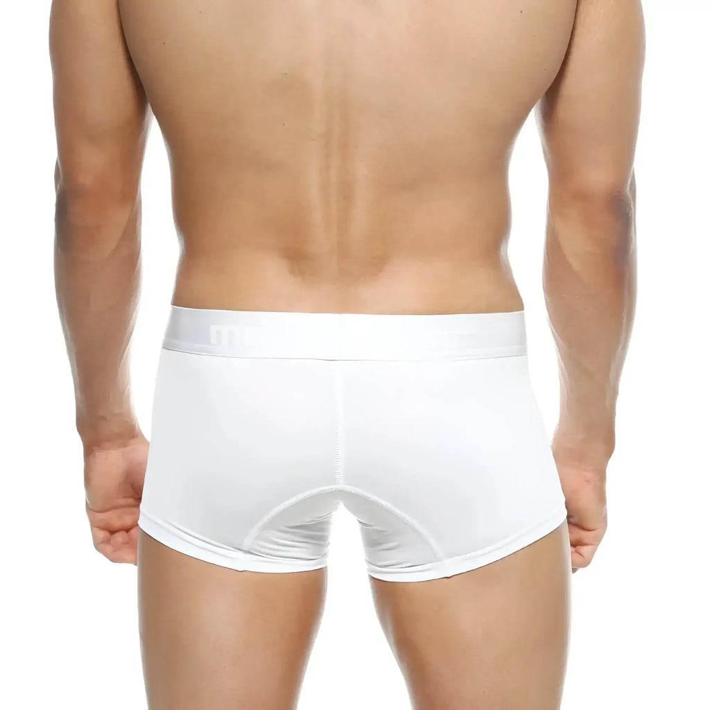 White men’s briefs metro male wear polyester short boxer with smooth form fitting design and subtle stitching details