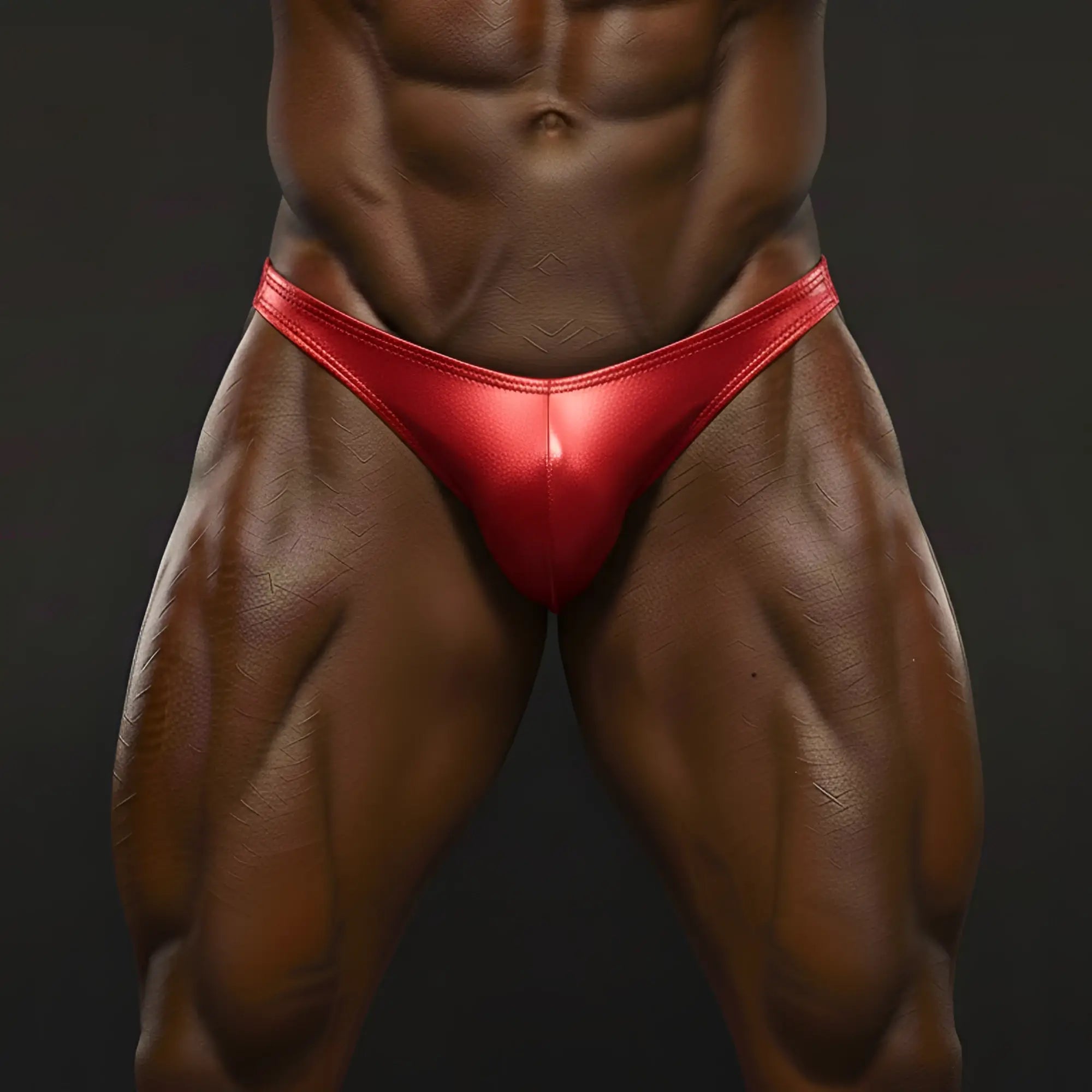 MetroMaleWear PosingWear core red posing suit vibrant red glossy fabric briefs sleek form-fitting design