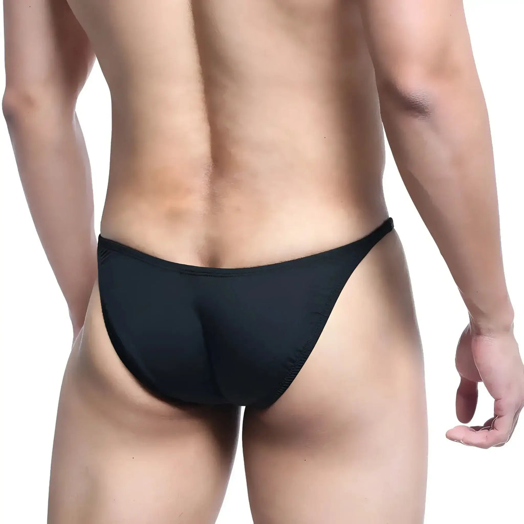 Metro malewear posingwear ifbb pro black thong briefs with smooth form-fitting design for professional posing