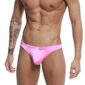 Metro male wear pouch thong pink 2302-06 bright pink shiny fabric briefs with small metallic logo on waistband