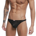Black lace-trimmed metro malewear pouch thong rose 2302-31 with subtle pattern and small brand tag at waistband