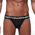 Black metromalewear prieto thong 2912-20 briefs with a white logo band made from comfortable fabric