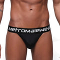 Black metromalewear prieto thong 2912-20 briefs with a white logo band made from comfortable fabric
