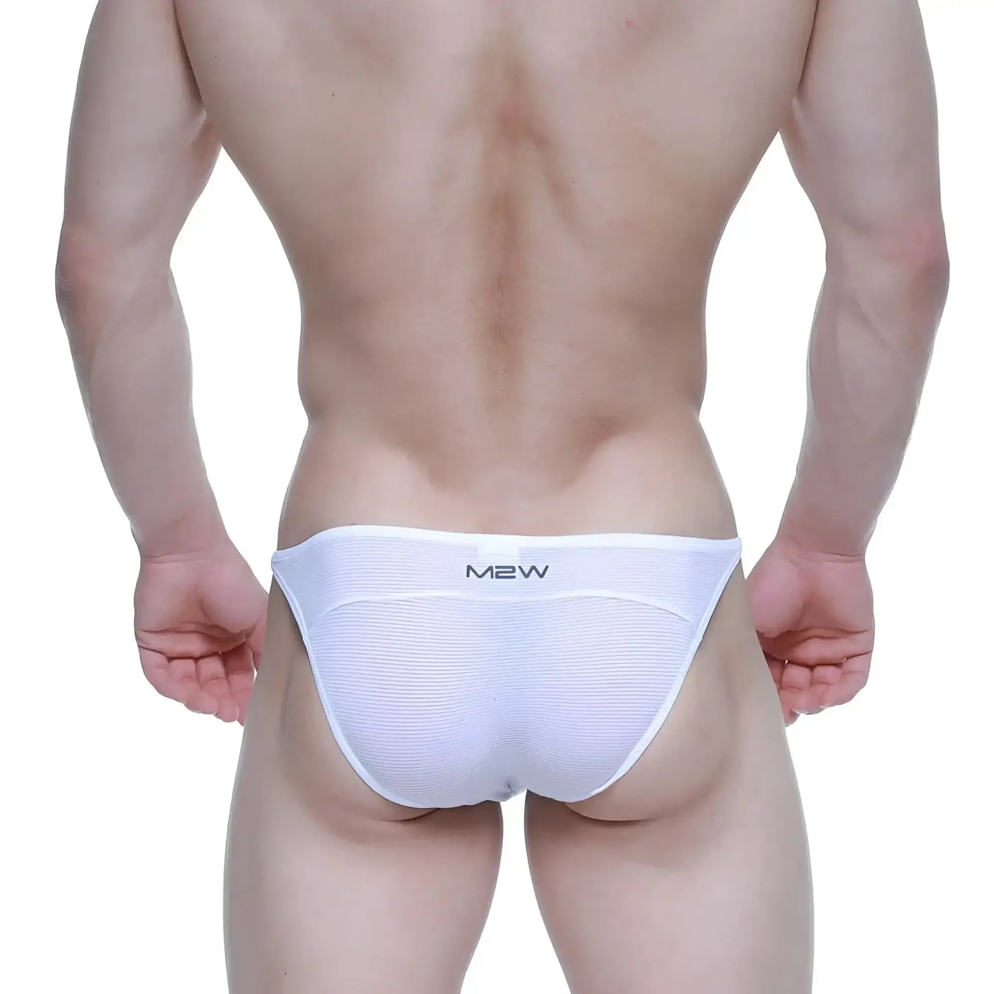 White m2w metro male wear prodigy bikini briefs in white with subtle ribbed texture and comfortable fit