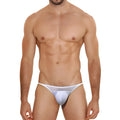 White mesh thong with solid white front panel from MetroMaleWear Prodigy Bikini 6504-73 collection