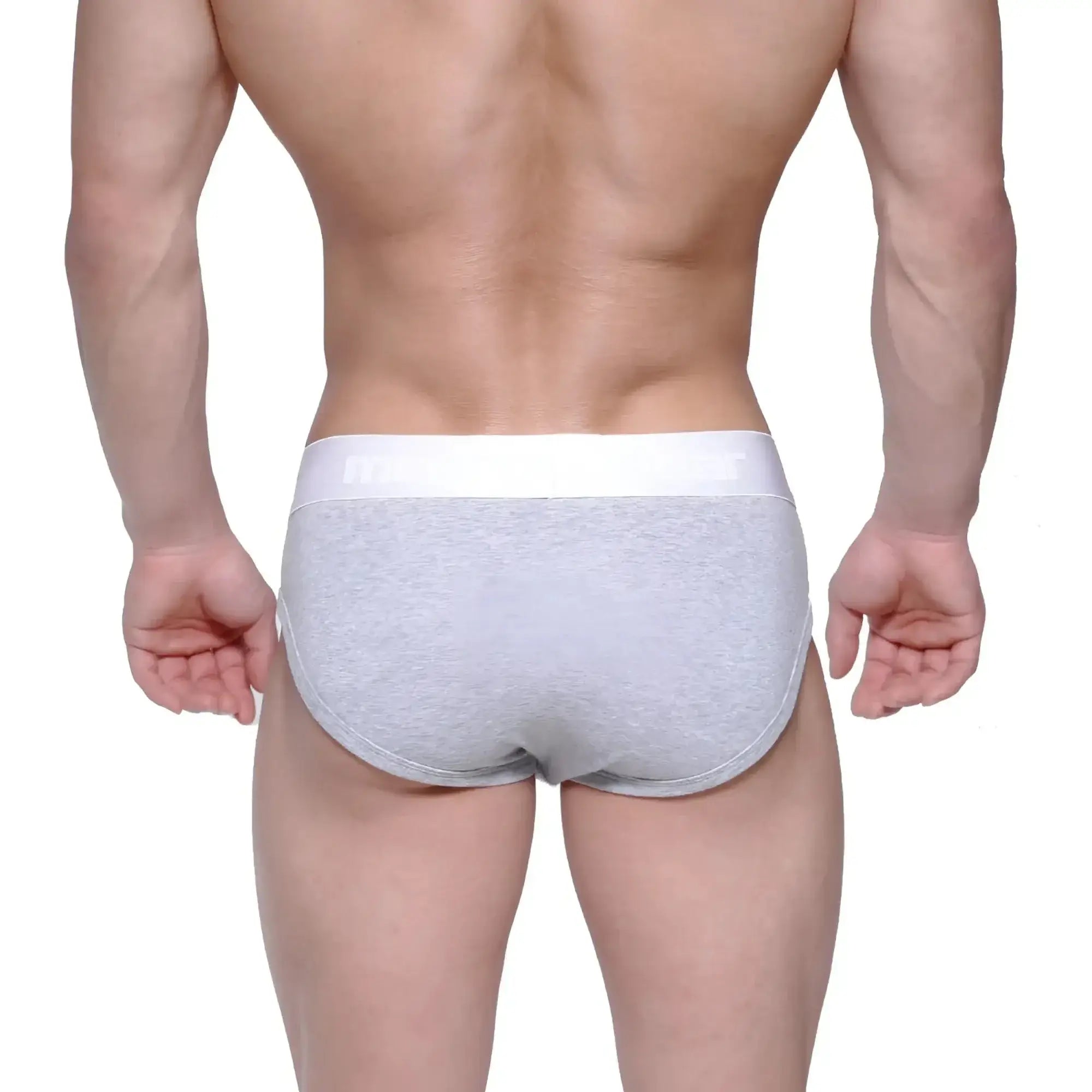 Gray heathered briefs with white elastic waistband metro male wear profile hip brief gray 1303-10
