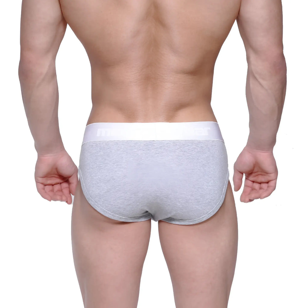 Gray heathered briefs with white elastic waistband metro male wear profile hip brief gray 1303-10