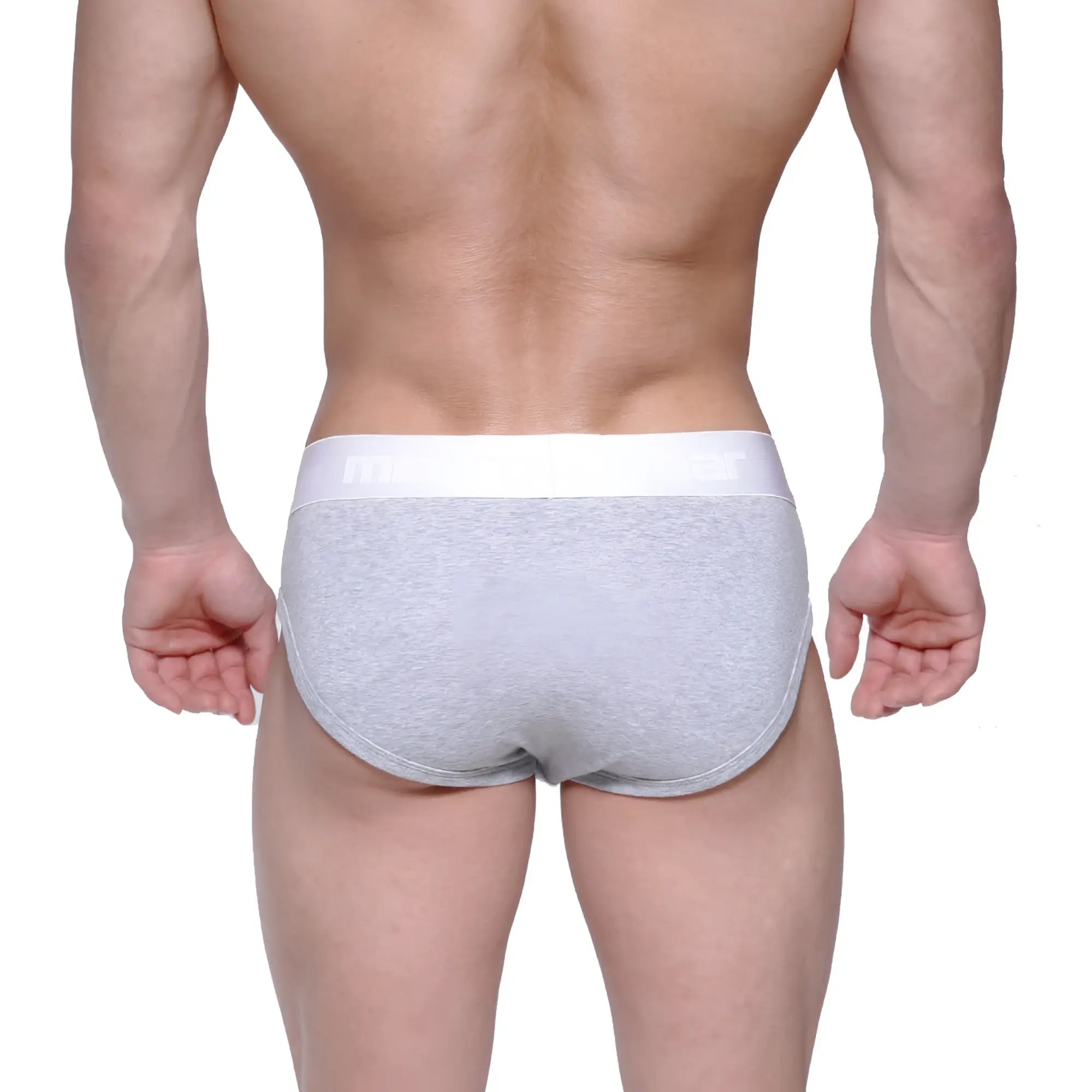 Gray heathered briefs with white elastic waistband metro male wear profile hip brief gray 1303-10