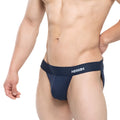 Navy blue miuuv brand briefs with smooth form-fitting design and white logo on waistband metroMalewear profundo bikini 3004-27