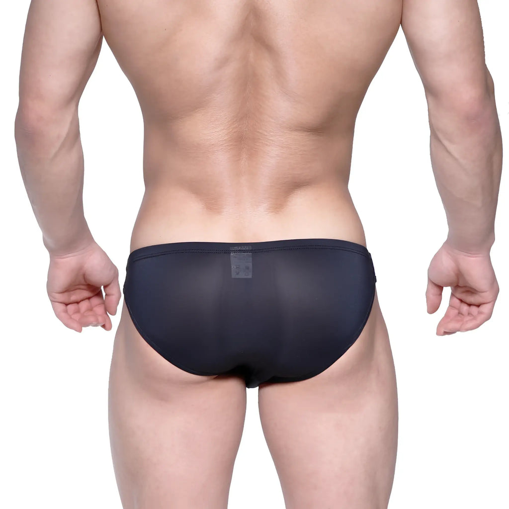 Black mesh briefs with sleek form-fitting design by MetroMaleWear Puente Bikini 3603-51 in black mesh material