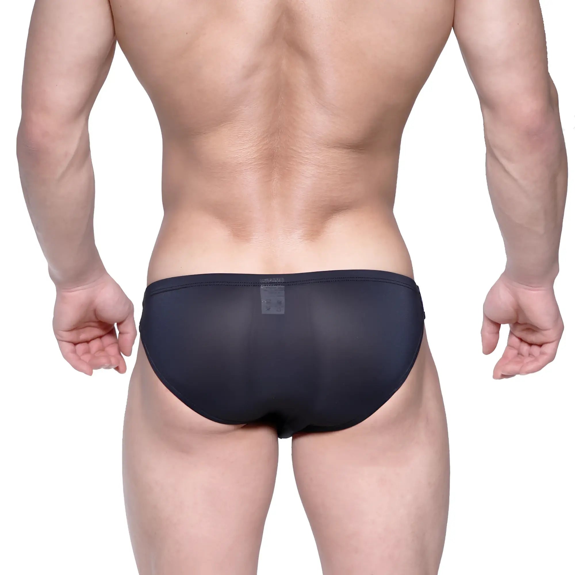 Black mesh briefs with sleek form-fitting design by MetroMaleWear Puente Bikini 3603-51 in black mesh material