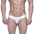 White form-fitting mens briefs metro malewear puente bikini crystal 3603-03 with seamless design and subtle waistband branding