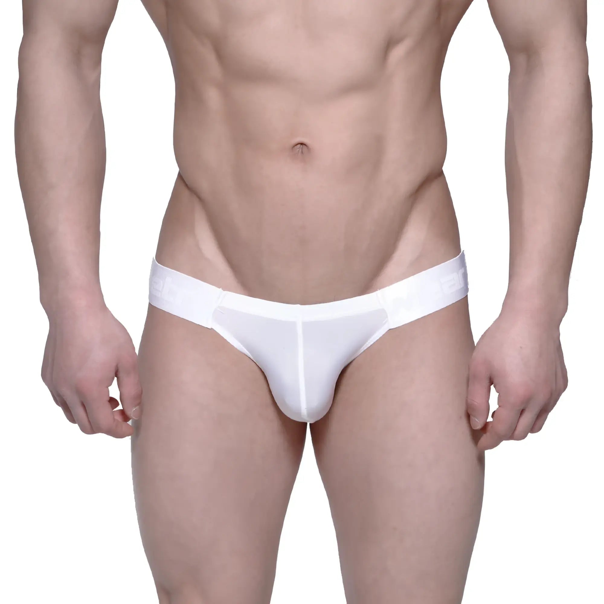 White form-fitting mens briefs metro malewear puente bikini crystal 3603-03 with seamless design and subtle waistband branding
