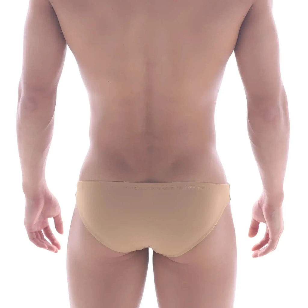 Beige metro malewear puente bikini briefs with smooth form-fitting design for comfortable everyday wear