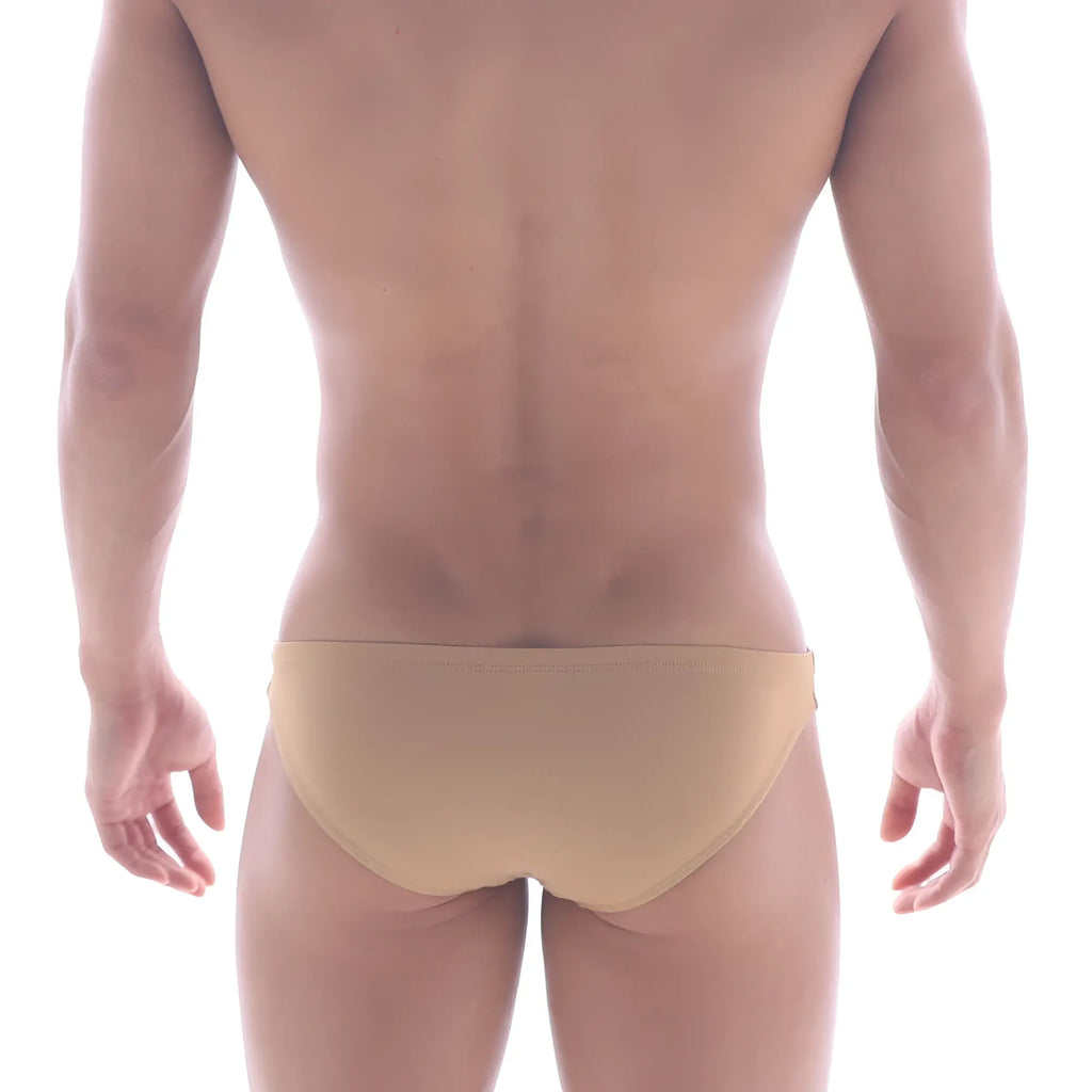 Beige metro malewear puente bikini briefs with smooth form-fitting design for comfortable everyday wear