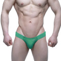 Green m2w briefs in a snug form-fitting design from metromalewear puente bikini green 3603-17 collection
