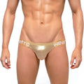 MetroMaleWear Puente Bikini Lujos 3603-22 gold metallic briefs with white metro wear branded waistband