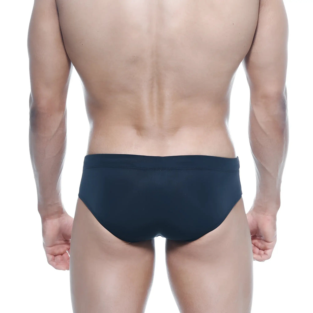 Black swim trunks metroMalewear rainbow swim brief 4914-05 with smooth form-fitting design for swimming