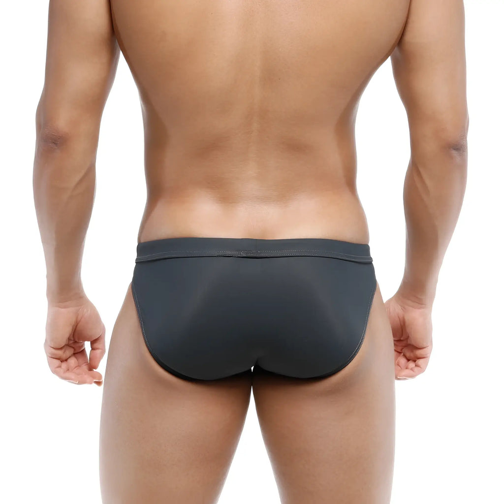 MetroMaleWear resort swim brief gray 4983-11 black swim trunks with smooth form-fitting design for beachwear