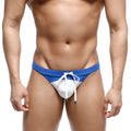 Blue and white metroMalewear resort swim thong royal 4982-18 with drawstring waistband for beachwear
