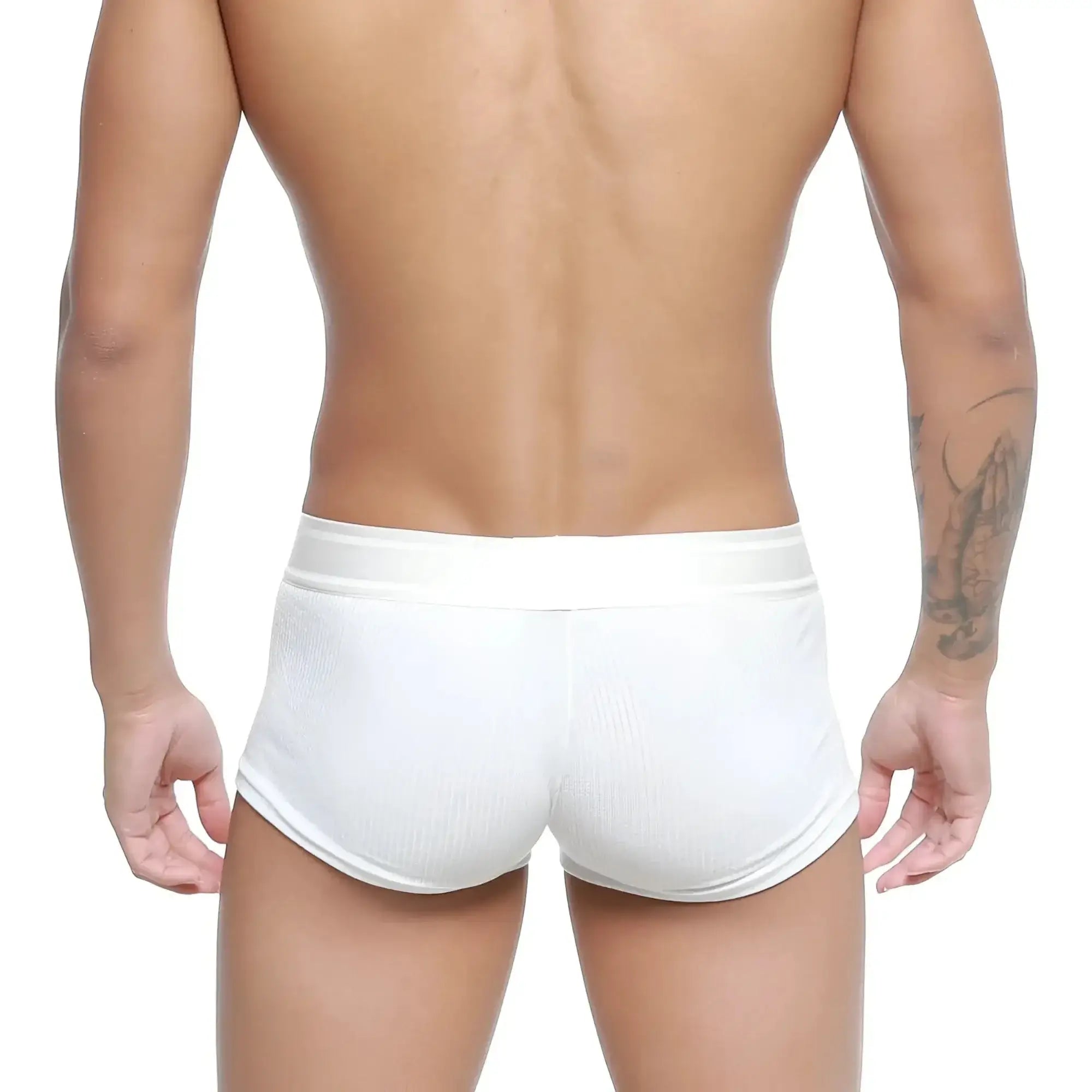 MetroMaleWear rib trunk white briefs with textured fabric and smooth elastic waistband for comfortable wear
