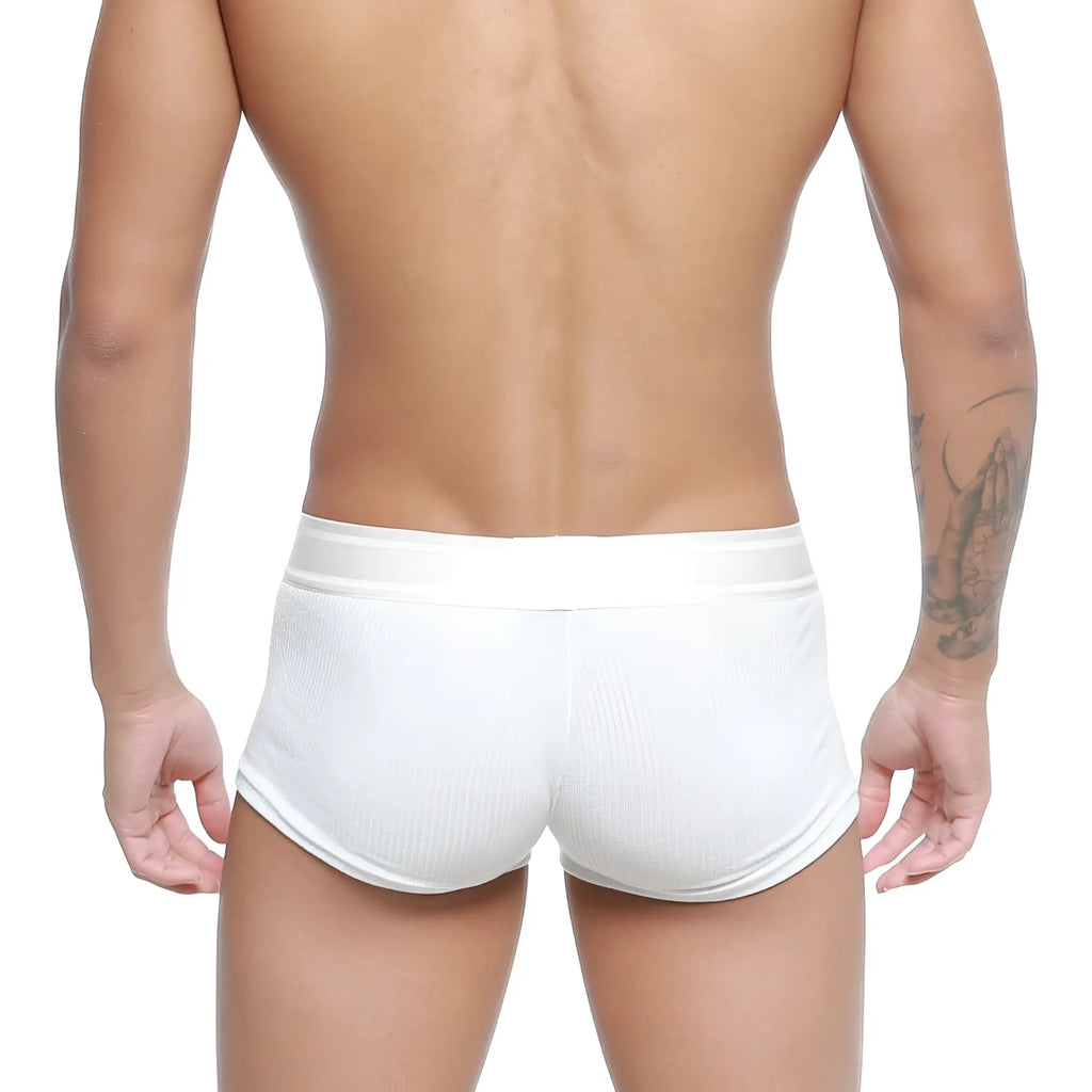 MetroMaleWear rib trunk white briefs with textured fabric and smooth elastic waistband for comfortable wear