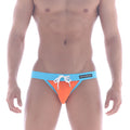 Metro malewear rio swim bikini orange 4949-14 bright orange and light blue men’s swim trunks with white drawstring ties