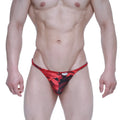 Red and black camouflage men’s thong with small white label metro male wear romantic bikini camo 6008-90