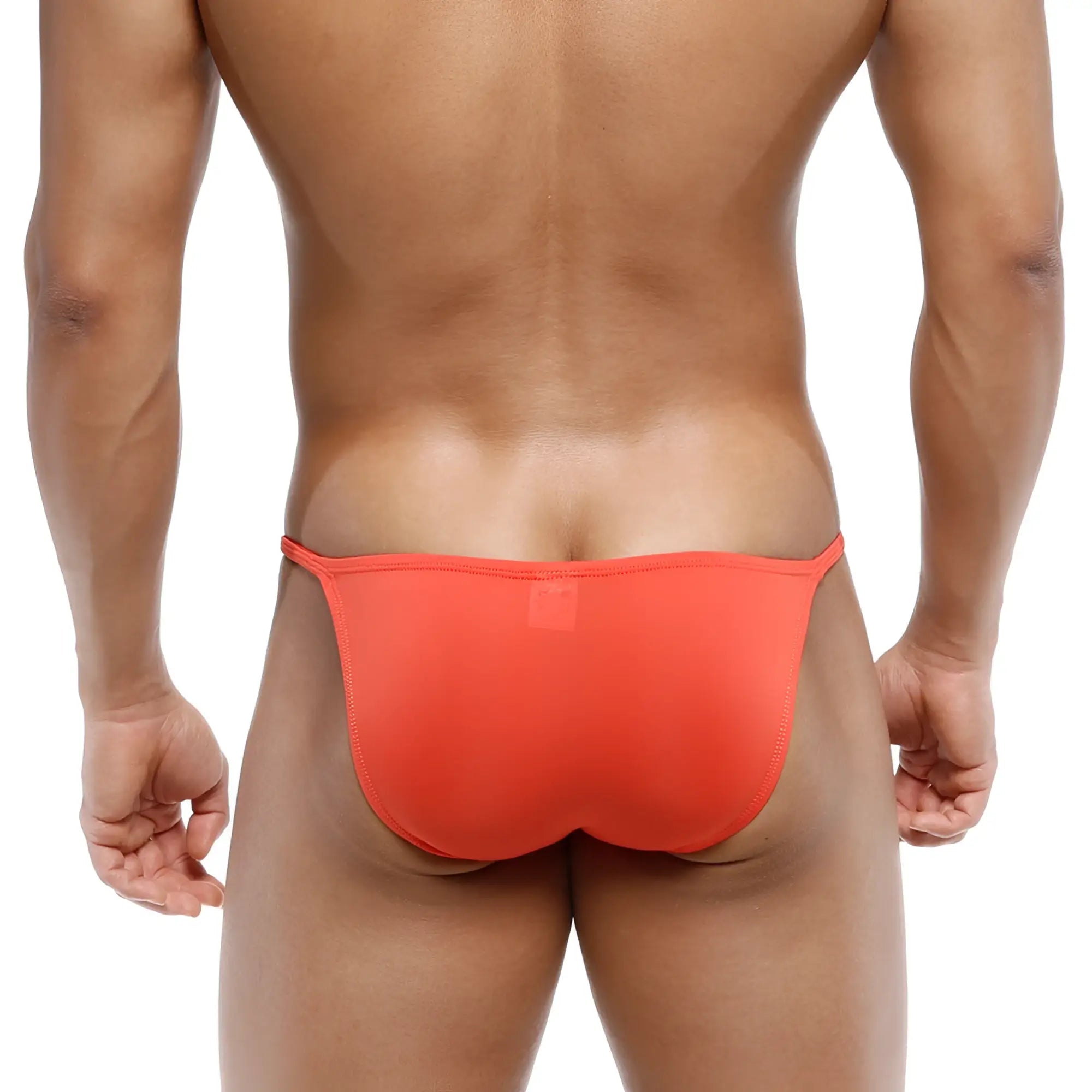 MetroMaleWear romantic bikini coral 6008-14 bright orange form-fitting swim trunks with a sleek minimalist design