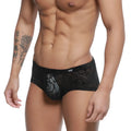 Black lace men’s briefs with intricate rose pattern and subtle mesh texture metro male wear rosa trunk 2125 31