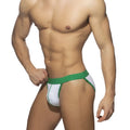 Metro male wear roxette bikini green athletic briefs with white and green fabric and solid green waistband