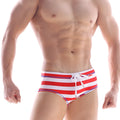 MetroMaleWear sailor swim brief red 4934-41 with red and white stripes blue trim and white drawstring waist tie