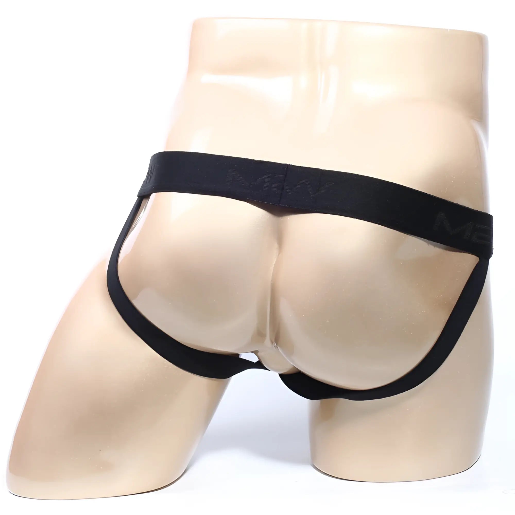 Black m2 brand briefs with smooth elastic waistband and supportive side straps in MetroMaleWear SANTACRUZ jock strap yellow 2101-15