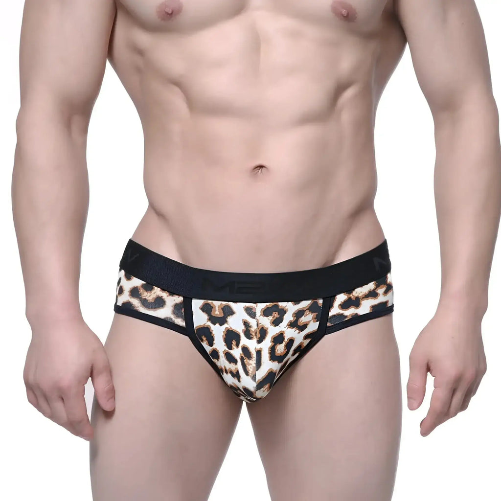 MetroMaleWear savage brief 6106-04 leopard print briefs with black elastic waistband and trim for men