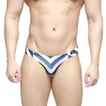Metro male wear screw bikini navy 5103-m40 blue and white chevron patterned men’s swim trunks with modern design