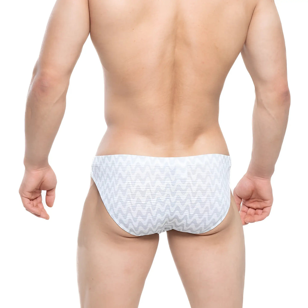MetroMaleWear Senal Bikini white briefs with subtle gray zigzag pattern in soft breathable fabric for comfort