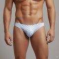 MetroMaleWear Senal lowrise bikini white 6115-44 light blue and white zigzag patterned men’s briefs