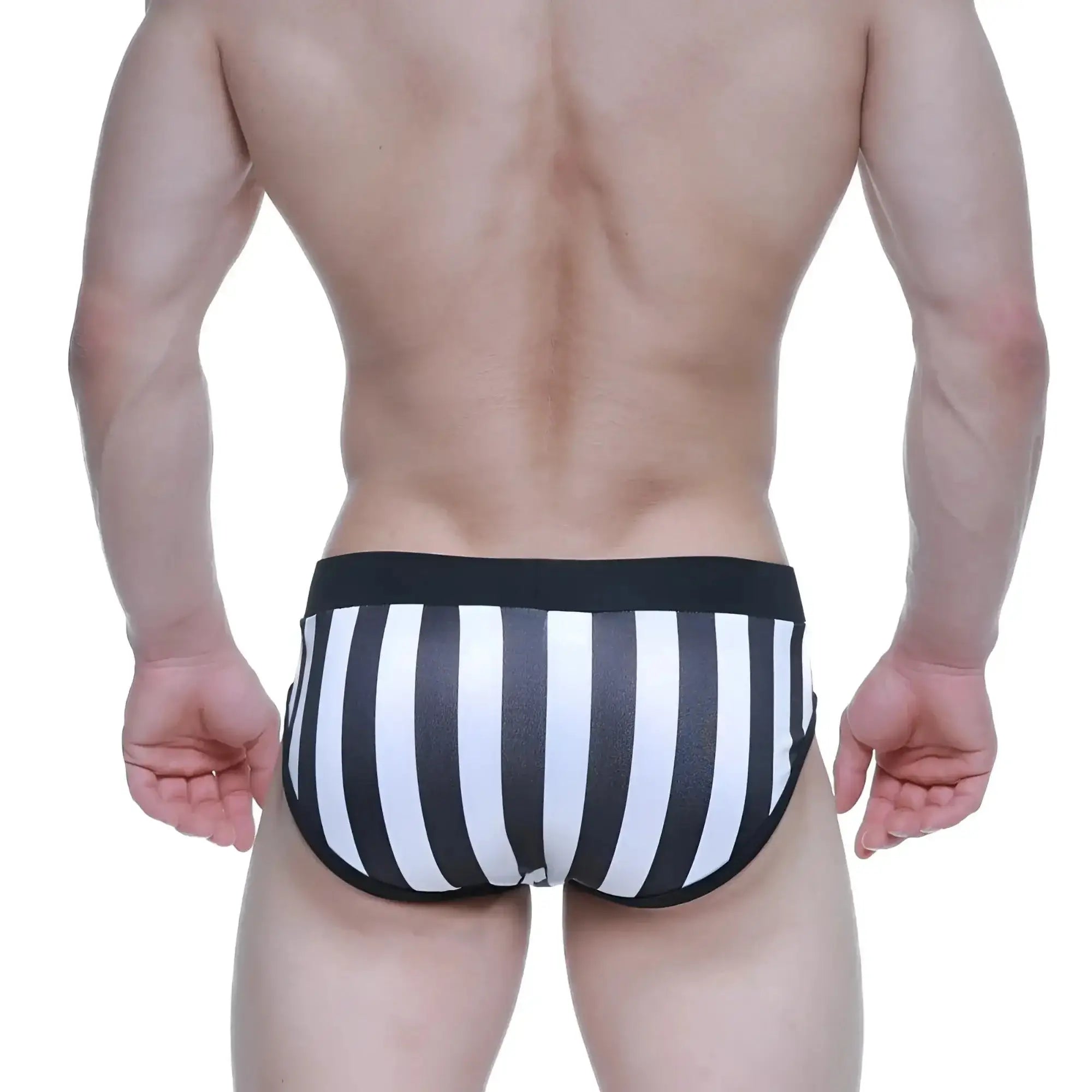 MetroMaleWear Sencillo Brief Mundial 5203-41 black and white striped briefs with solid black waistband for comfortable wear